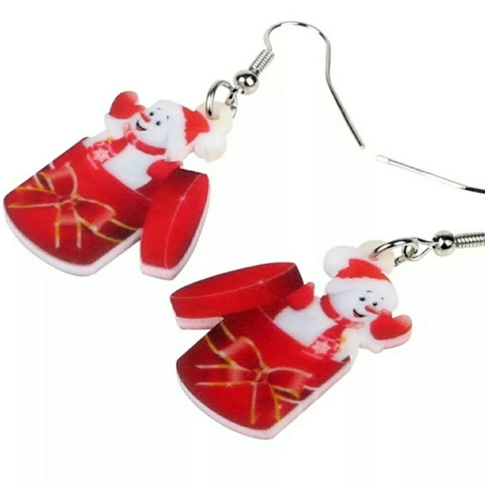 Christmas Snowman Dangle Earrings